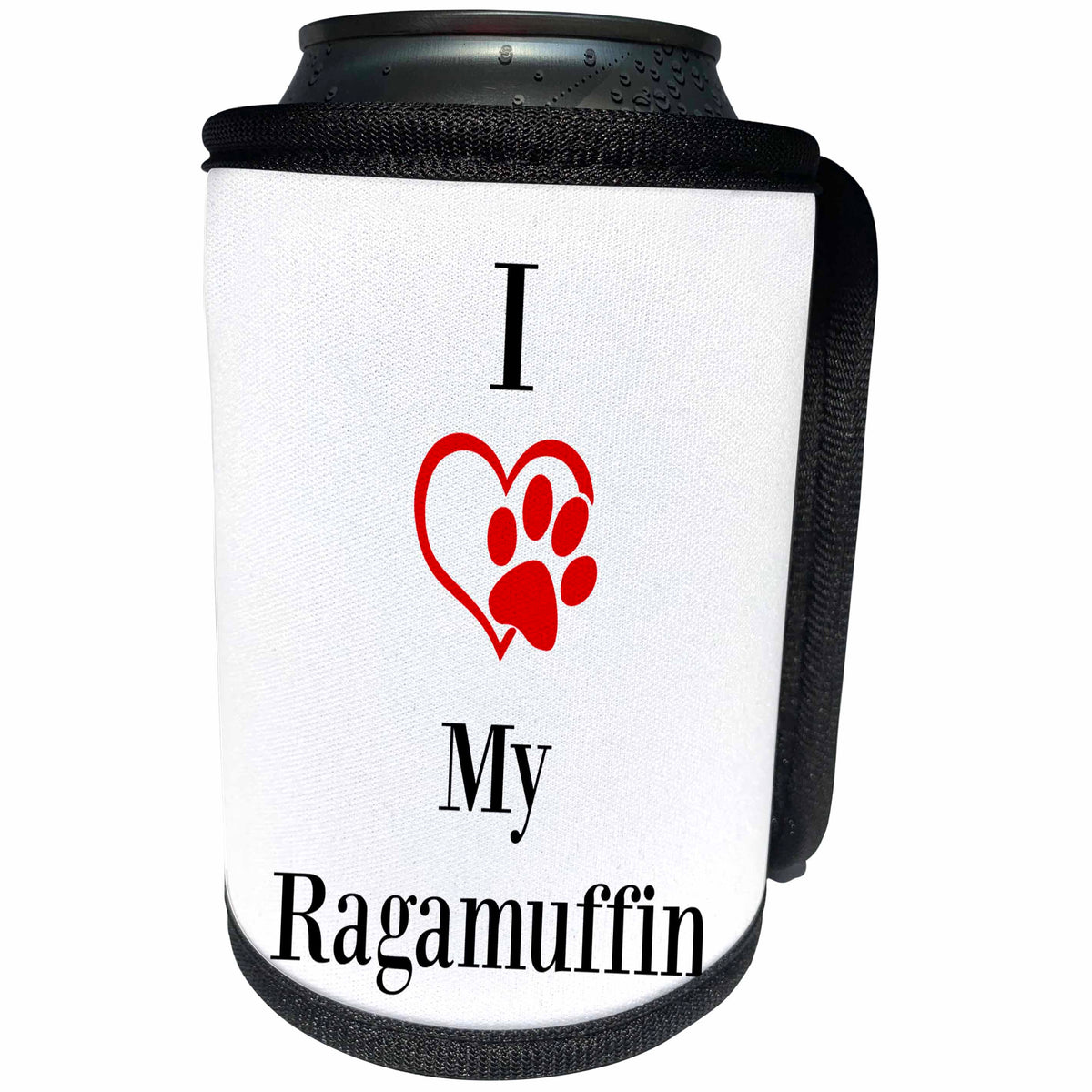 3dRose BrooklynMeme Pet Sayings - I love my Ragamuffin - Can Cooler Bottle Wrap (cc_265212)