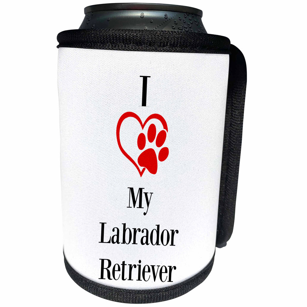 3dRose BrooklynMeme Pet Sayings - I love my Labrador Retriever - Can Cooler Bottle Wrap (cc_265219)