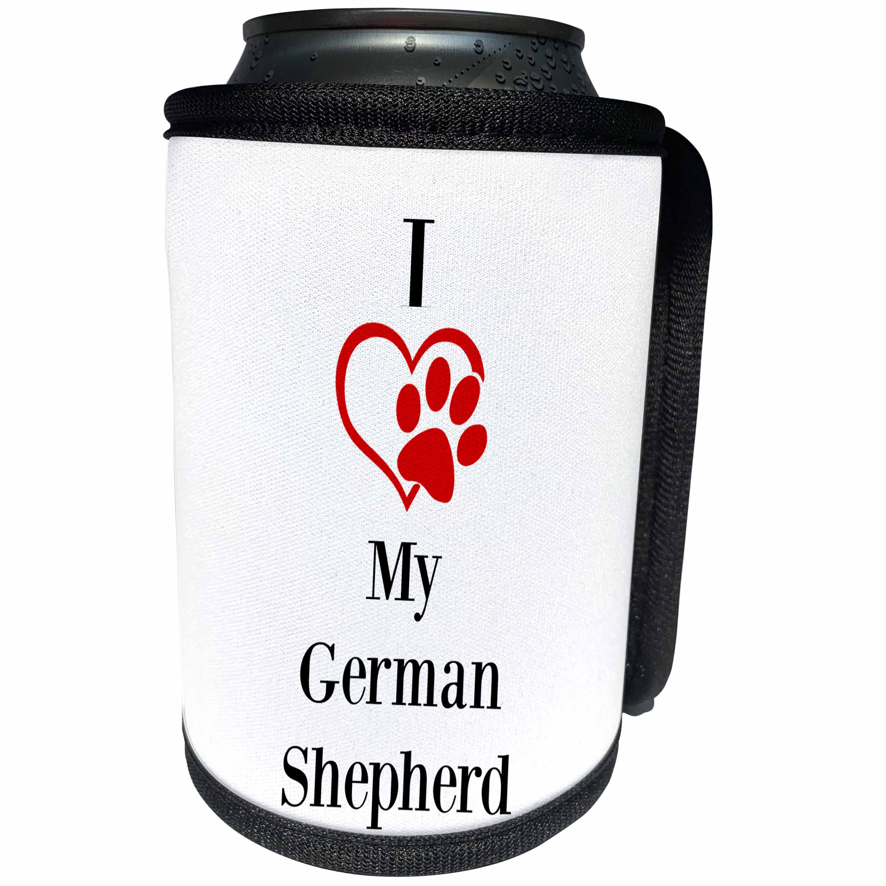 3dRose BrooklynMeme Pet Sayings - I love my German Shepherd - Can Cooler Bottle Wrap (cc_265220)