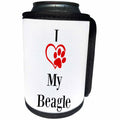 3dRose BrooklynMeme Pet Sayings - I love my Beagle - Can Cooler Bottle Wrap (cc_265223)