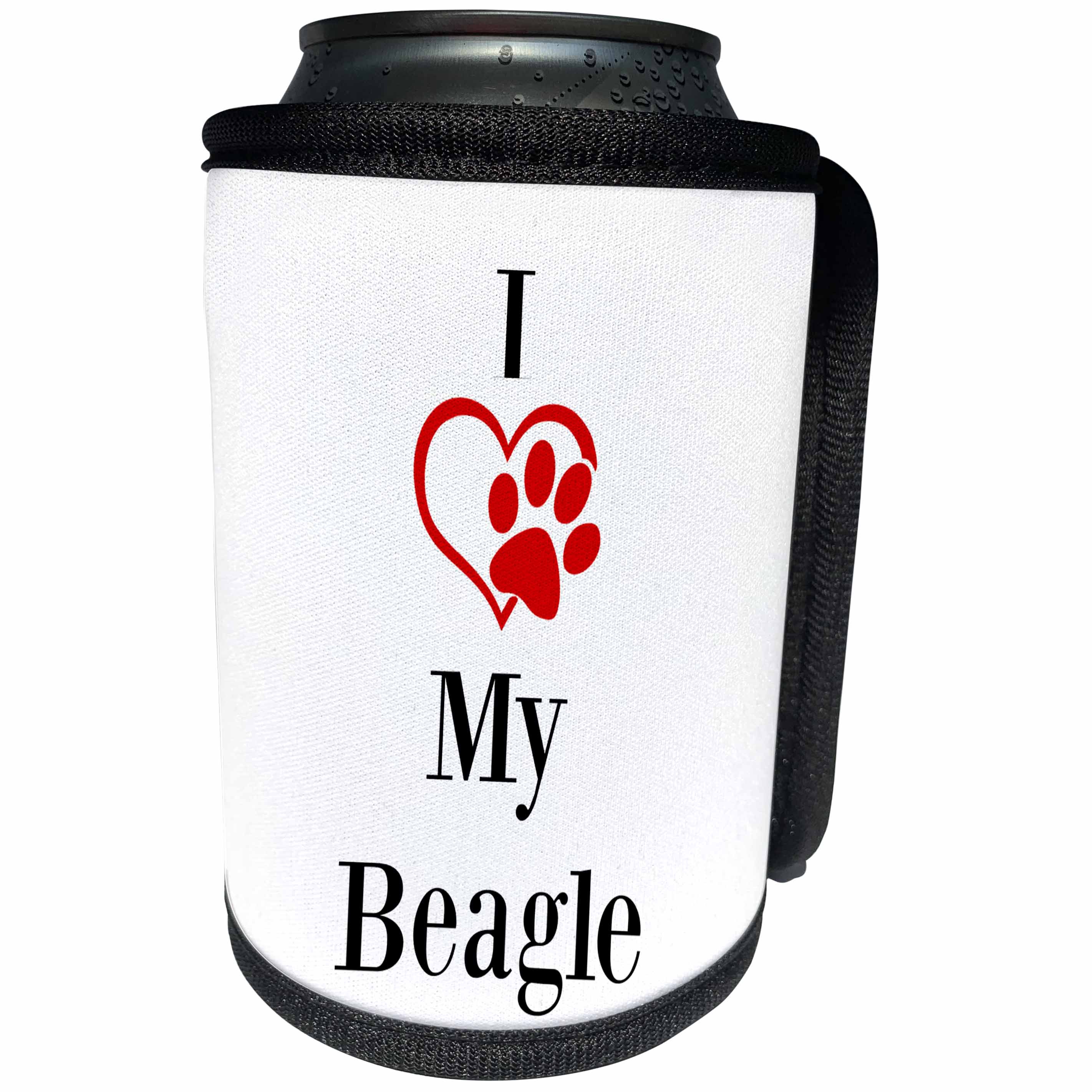 3dRose BrooklynMeme Pet Sayings - I love my Beagle - Can Cooler Bottle Wrap (cc_265223)