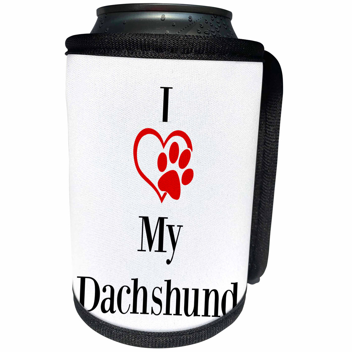 3dRose BrooklynMeme Pet Sayings - I love my Dachshund - Can Cooler Bottle Wrap (cc_265228)