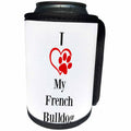 3dRose BrooklynMeme Pet Sayings - I love my French Bulldog - Can Cooler Bottle Wrap (cc_265229)