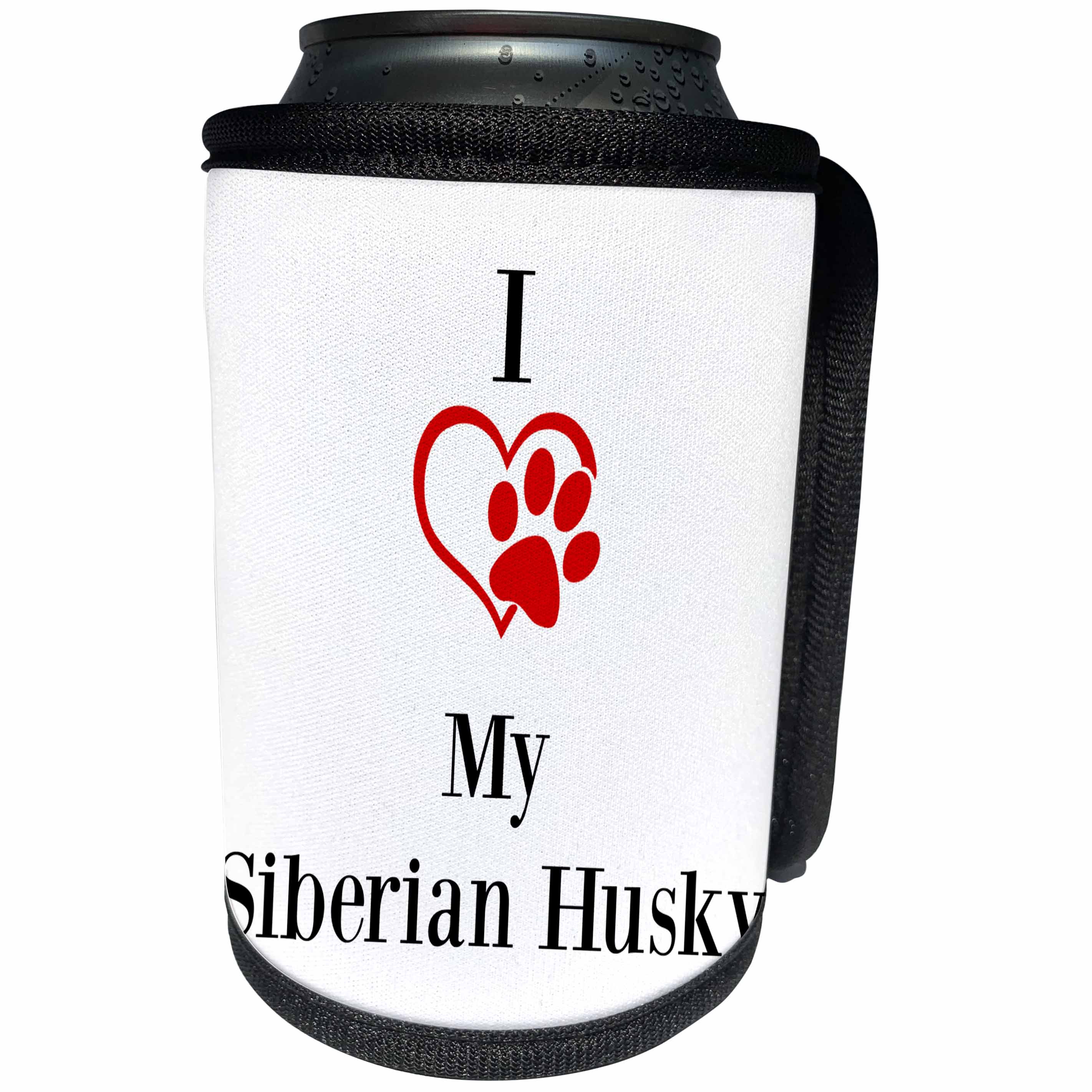 3dRose BrooklynMeme Pet Sayings - I love my Siberian Husky - Can Cooler Bottle Wrap (cc_265230)