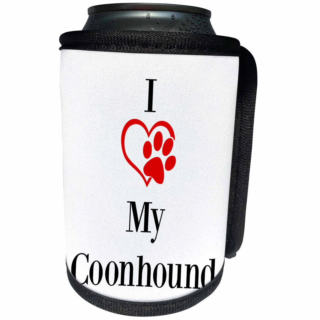 3dRose BrooklynMeme Pet Sayings - I love my Coonhound - Can Cooler Bottle Wrap (cc_265232)