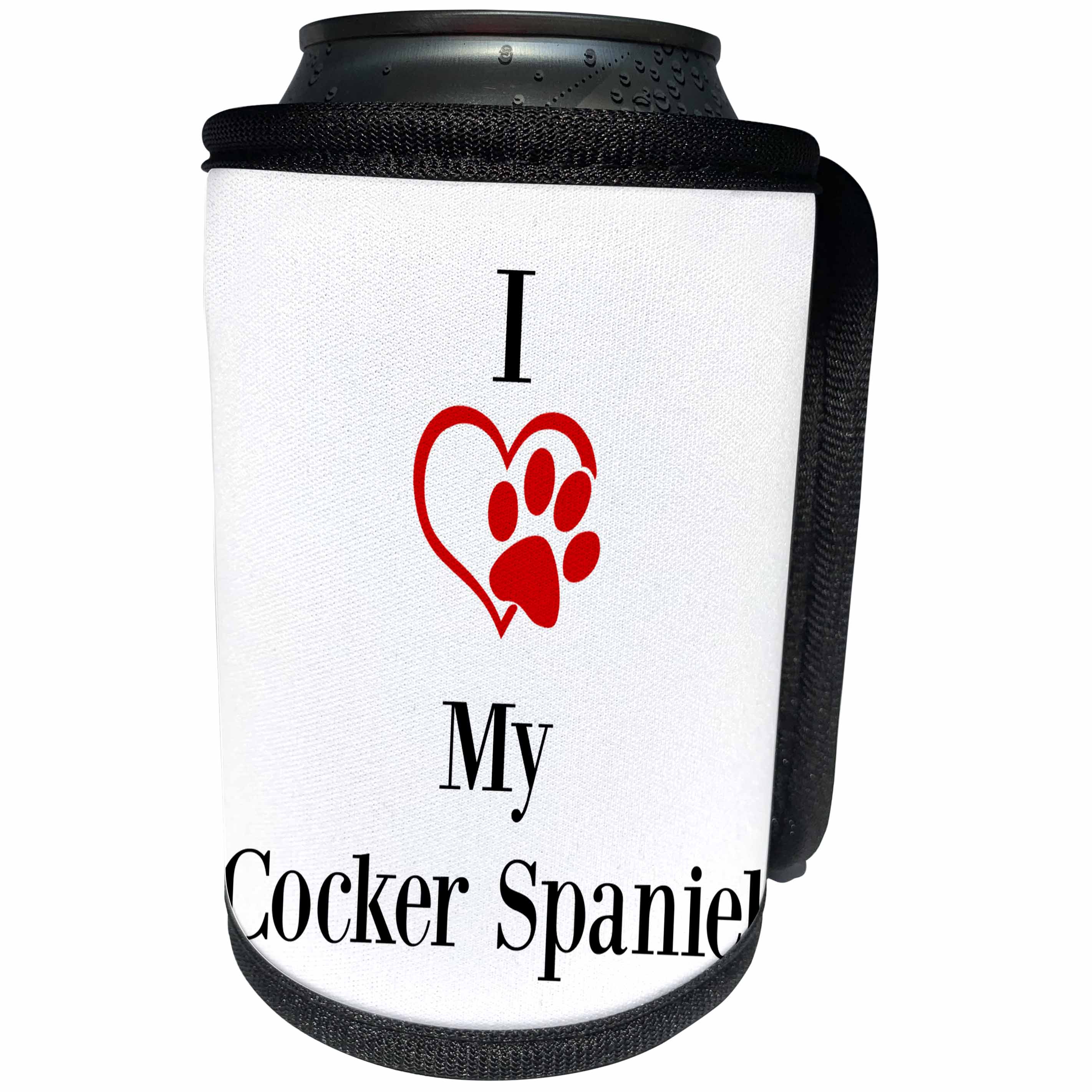 3dRose BrooklynMeme Pet Sayings - I love my Cocker Spaniel - Can Cooler Bottle Wrap (cc_265235)