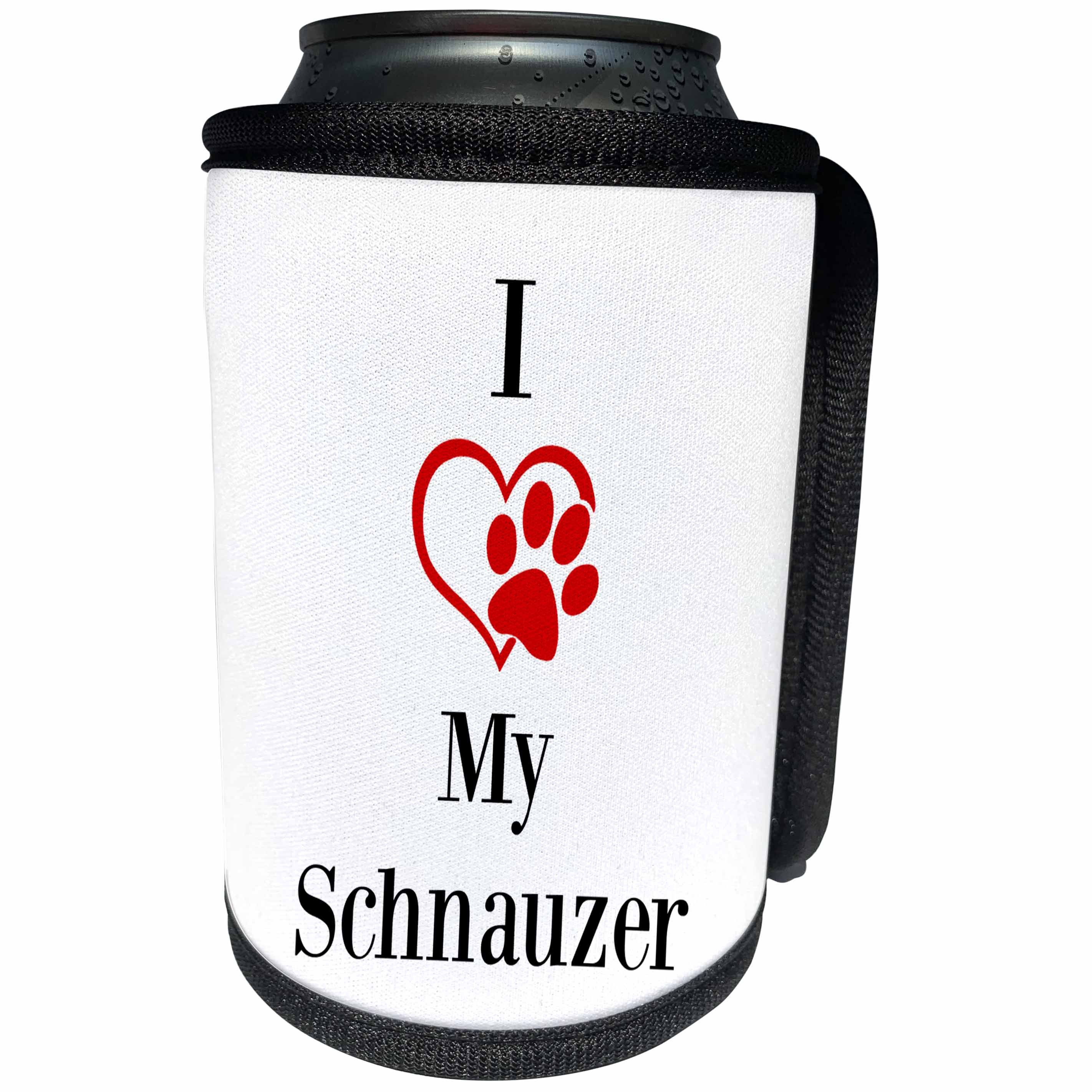 3dRose BrooklynMeme Pet Sayings - I love my Schnauzer - Can Cooler Bottle Wrap (cc_265243)