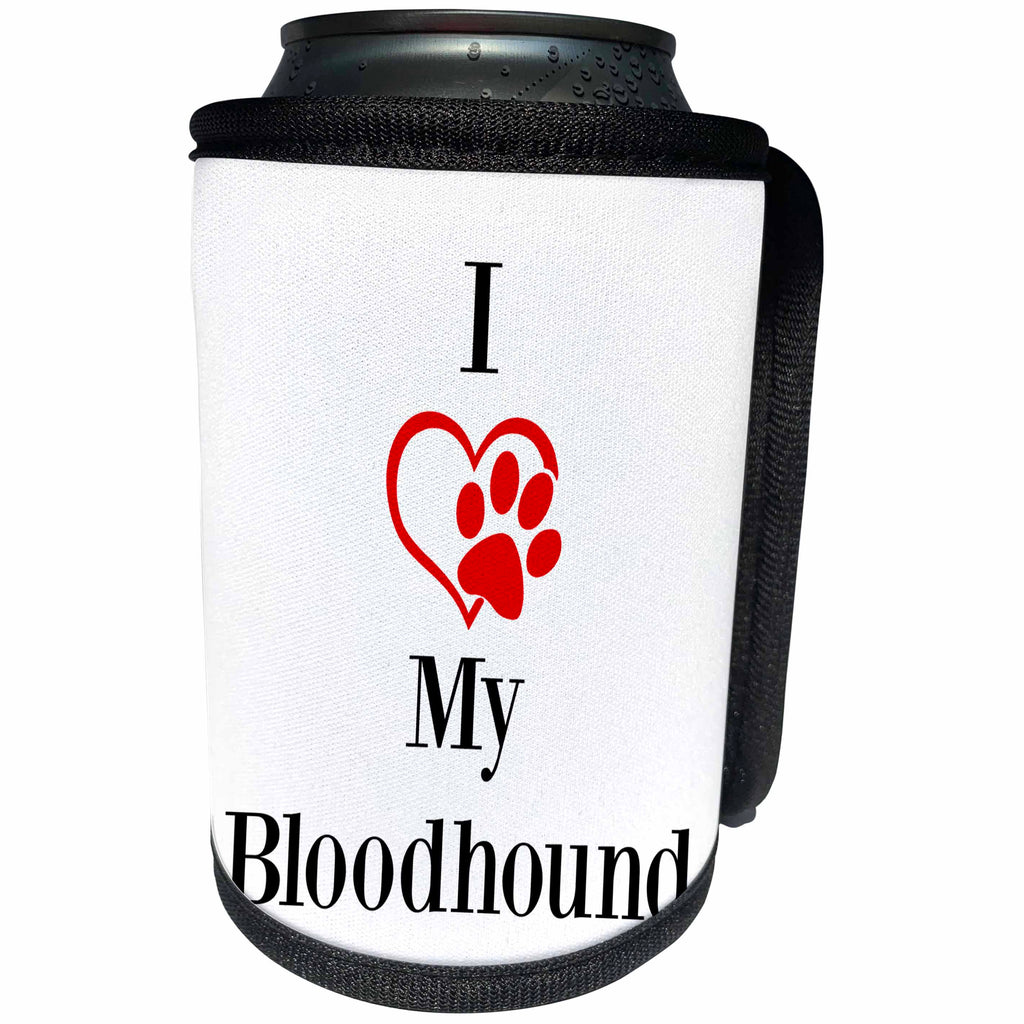 3dRose BrooklynMeme Pet Sayings - I love my Bloodhound - Can Cooler Bottle Wrap (cc_265249)