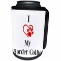 3dRose BrooklynMeme Pet Sayings - I love my Border Collie - Can Cooler Bottle Wrap (cc_265250)