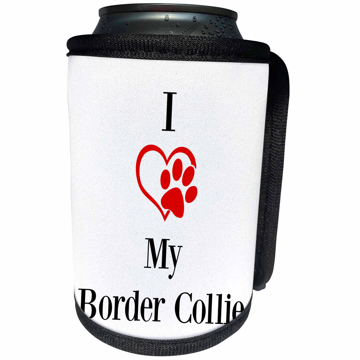 3dRose BrooklynMeme Pet Sayings - I love my Border Collie - Can Cooler Bottle Wrap (cc_265250)