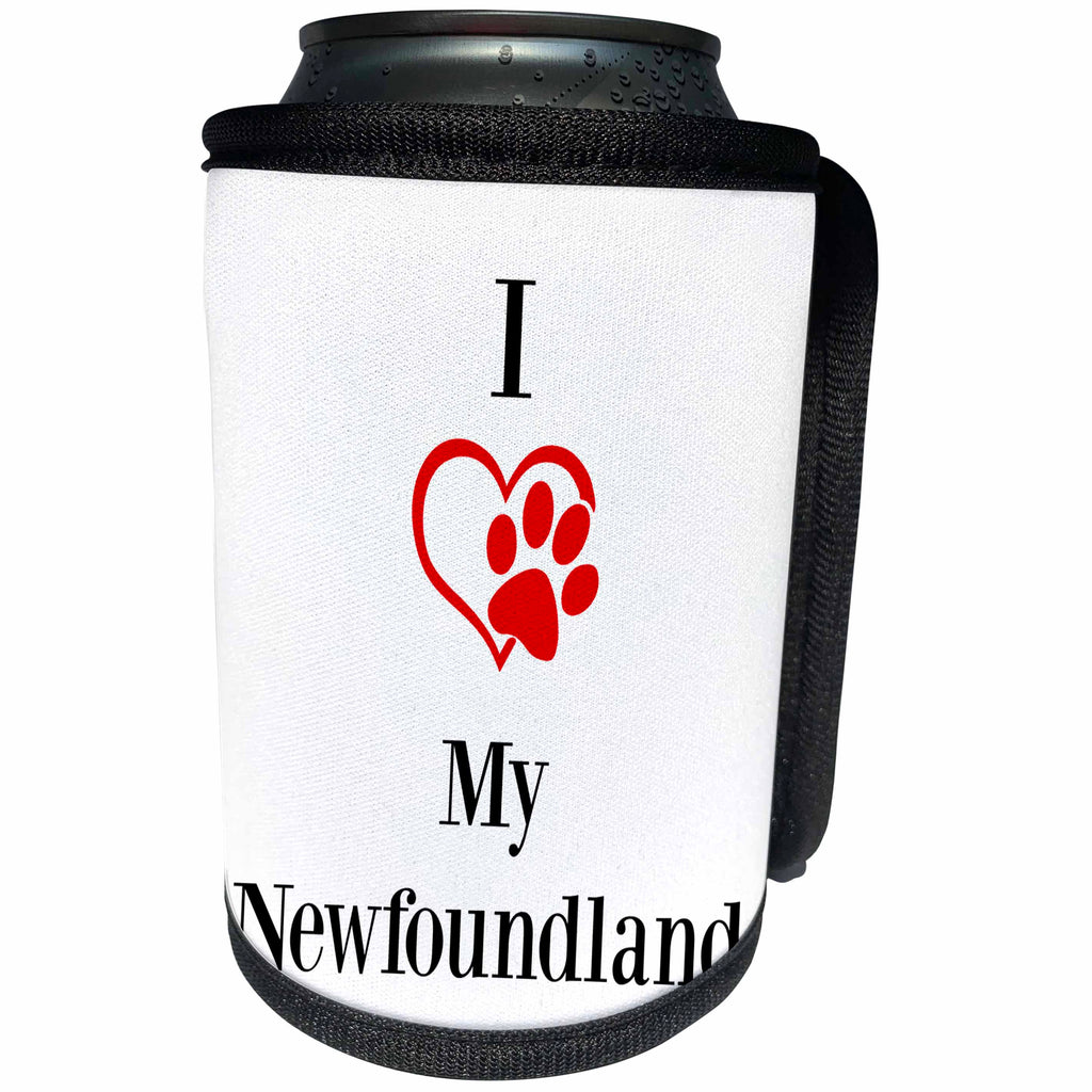 3dRose BrooklynMeme Pet Sayings - I love my Newfoundland - Can Cooler Bottle Wrap (cc_265251)