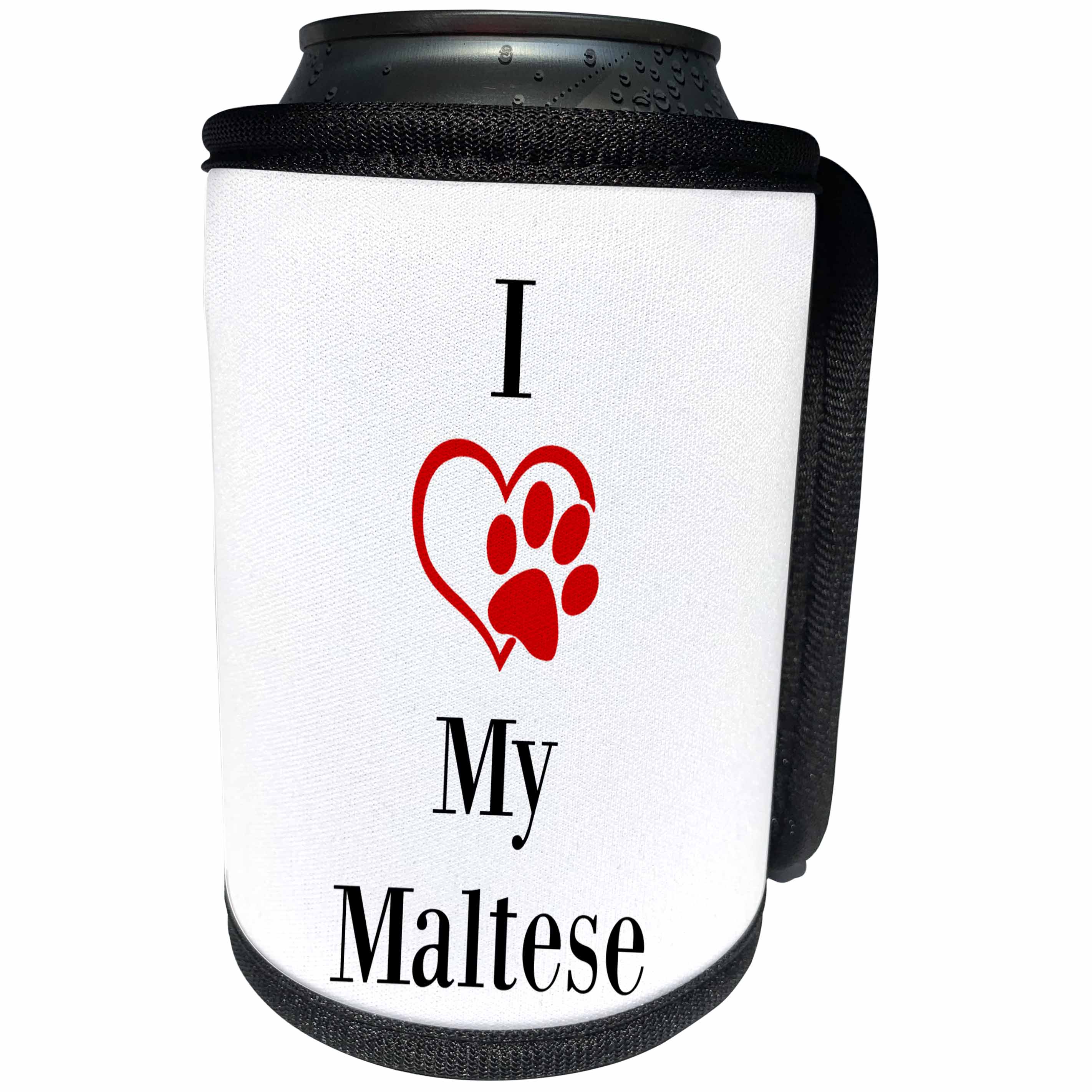 3dRose BrooklynMeme Pet Sayings - I love my Maltese - Can Cooler Bottle Wrap (cc_265252)