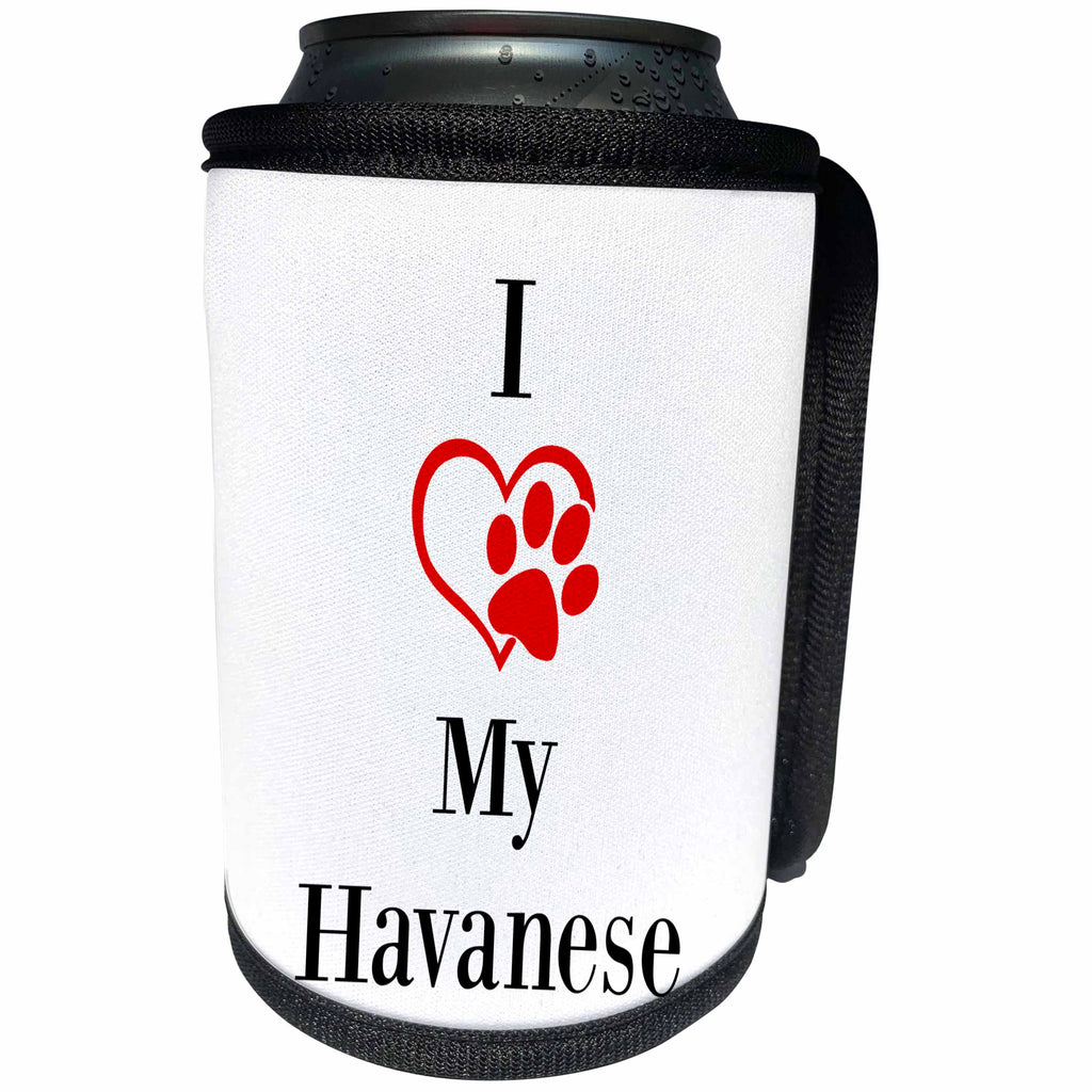 3dRose BrooklynMeme Pet Sayings - I love my Havanese - Can Cooler Bottle Wrap (cc_265254)