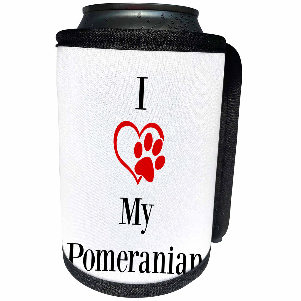 3dRose BrooklynMeme Pet Sayings - I love my Pomeranian - Can Cooler Bottle Wrap (cc_265255)