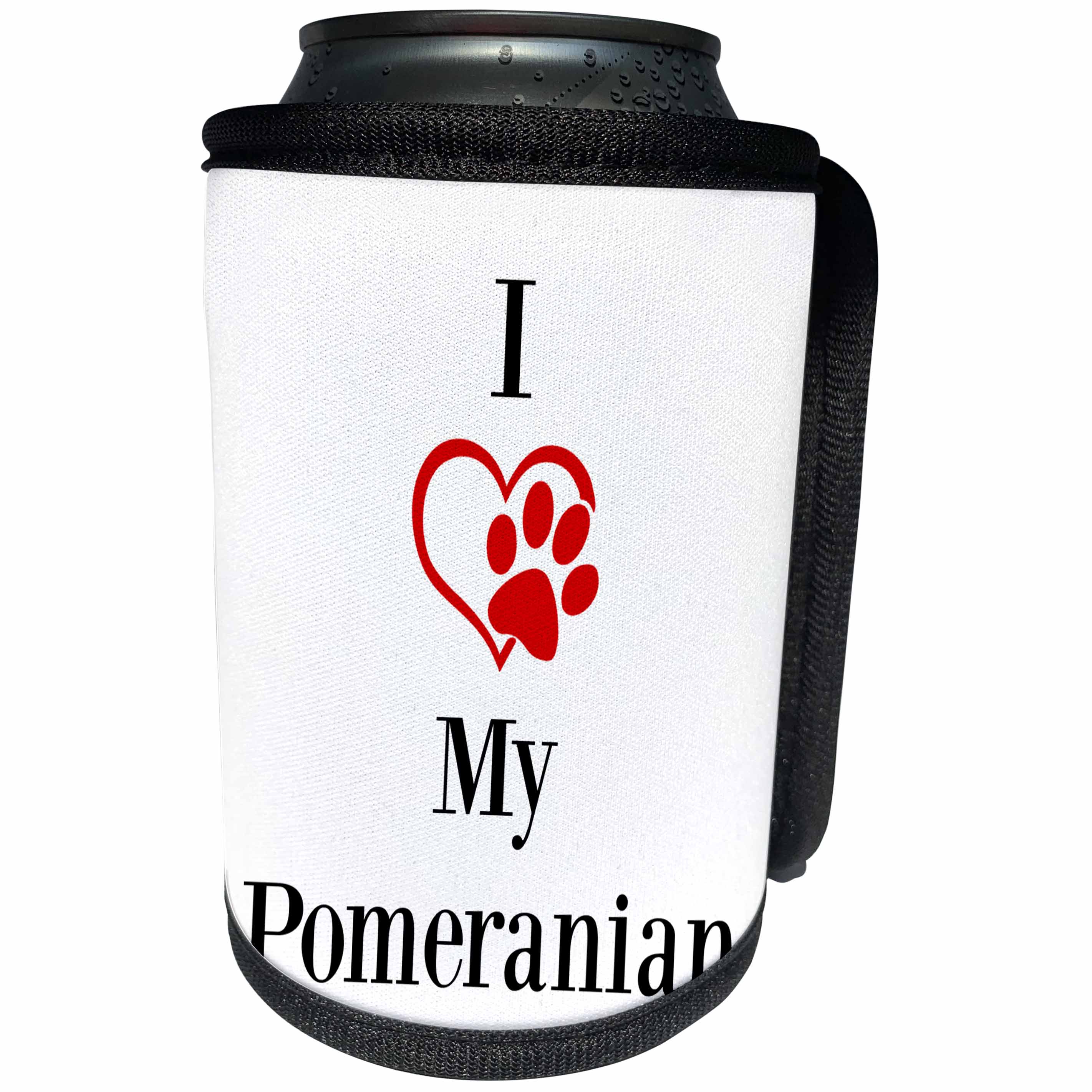 3dRose BrooklynMeme Pet Sayings - I love my Pomeranian - Can Cooler Bottle Wrap (cc_265255)