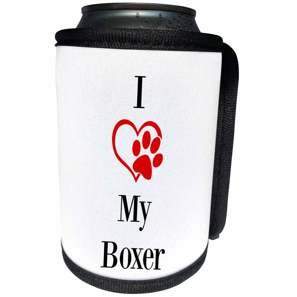 3dRose BrooklynMeme Pet Sayings - I love my Boxer - Can Cooler Bottle Wrap (cc_265257)
