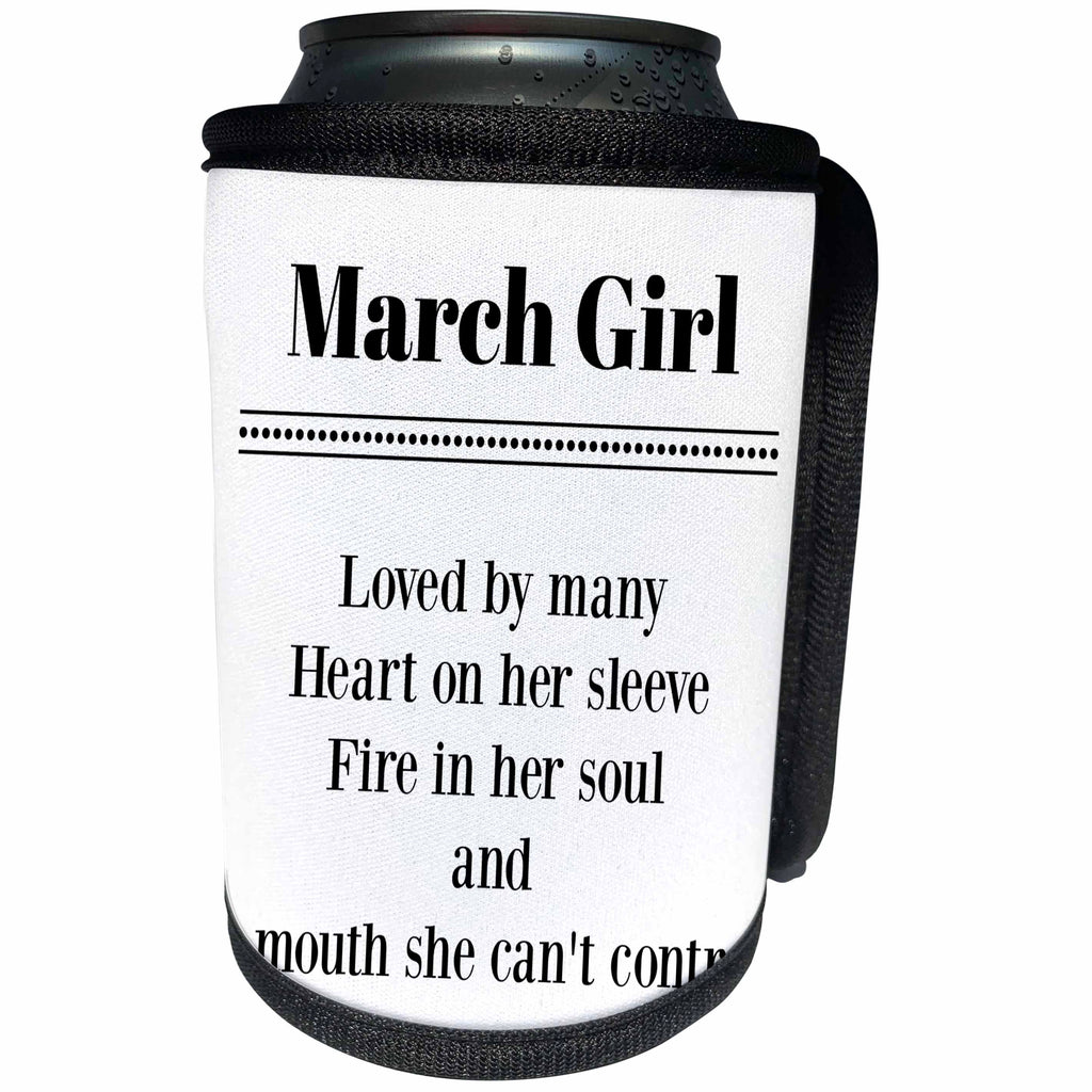 3dRose BrooklynMeme Sayings - March Girl - Can Cooler Bottle Wrap (cc_265262)