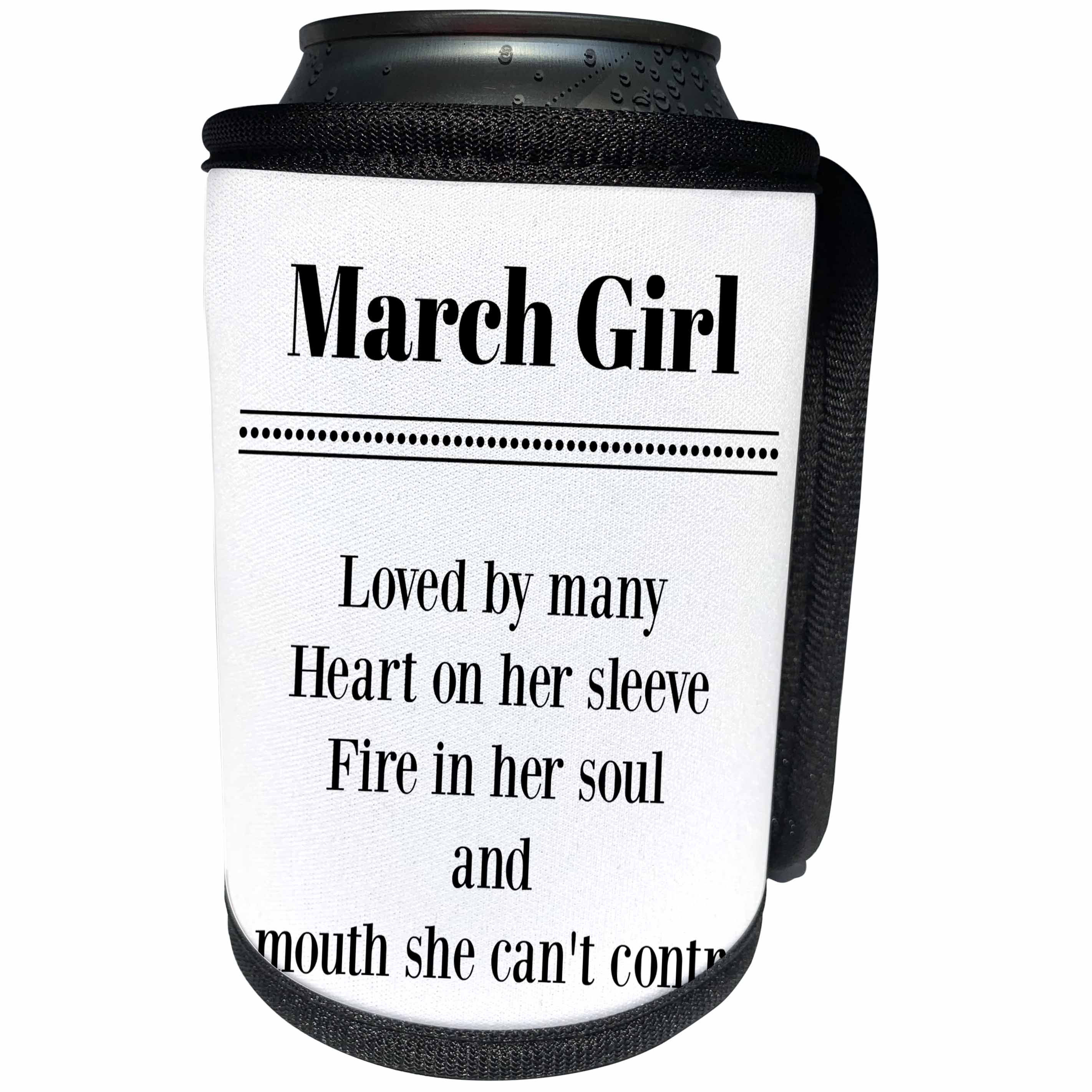 3dRose BrooklynMeme Sayings - March Girl - Can Cooler Bottle Wrap (cc_265262)