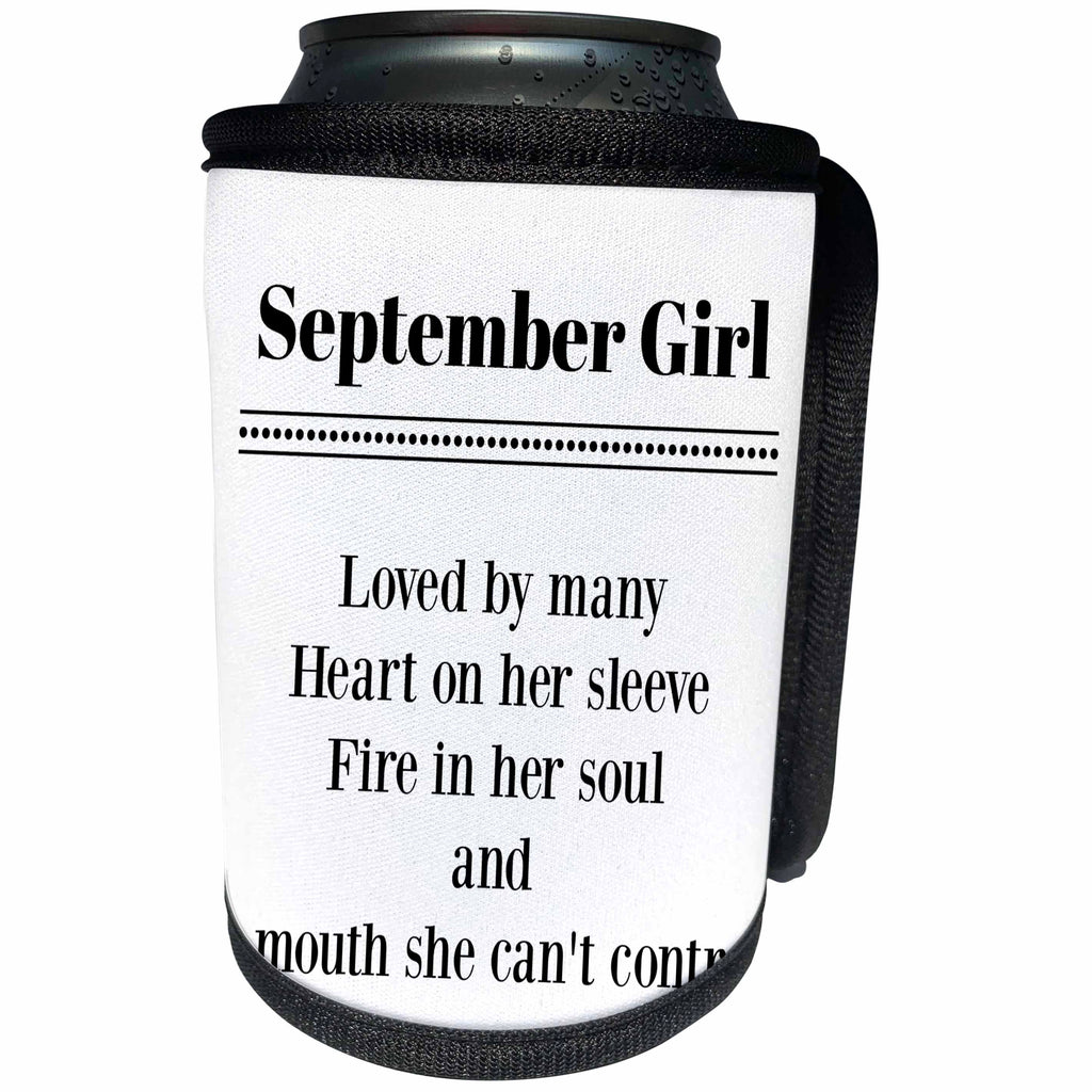 3dRose BrooklynMeme Sayings - September Girl - Can Cooler Bottle Wrap (cc_265268)