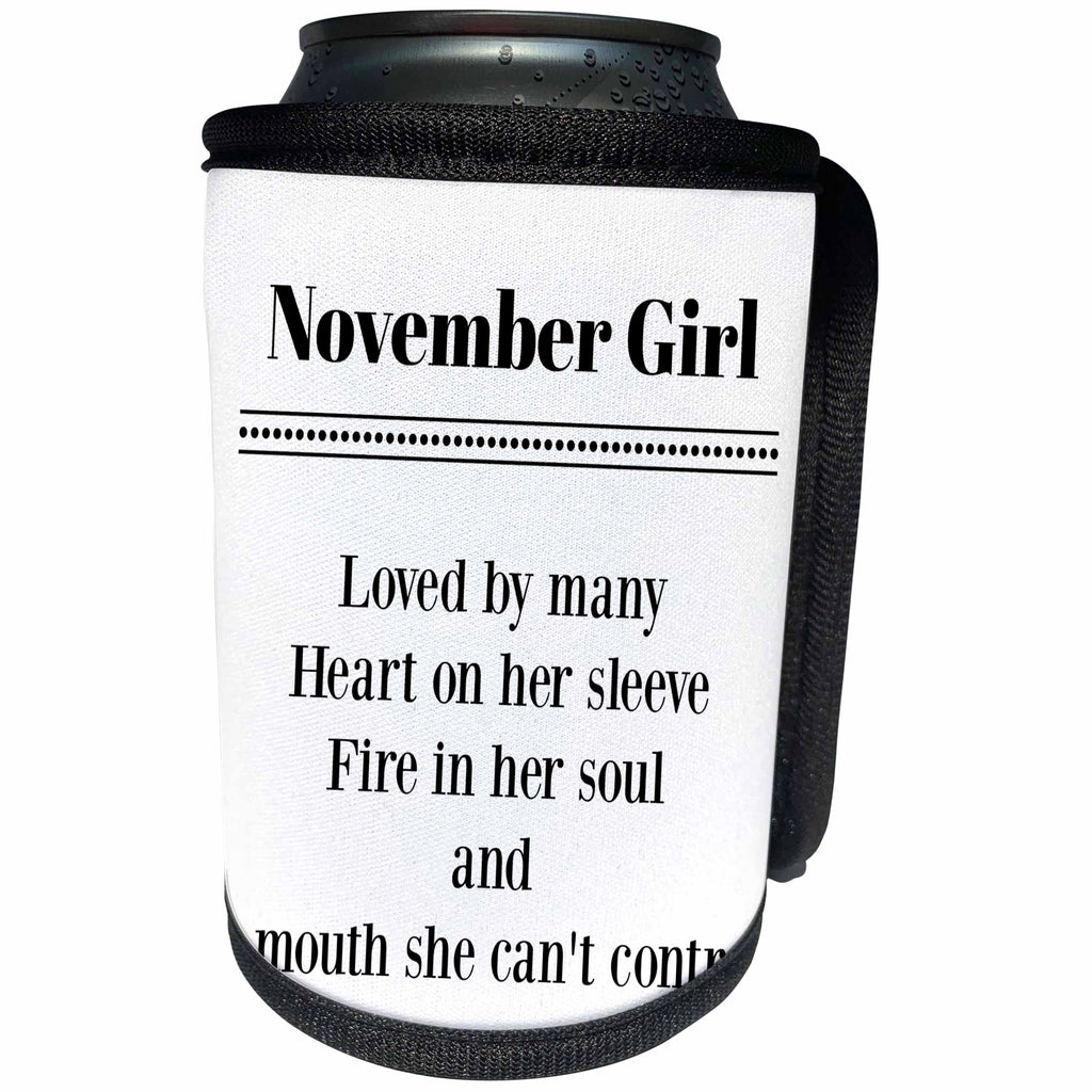 3dRose BrooklynMeme Sayings - November Girl - Can Cooler Bottle Wrap (cc_265270)