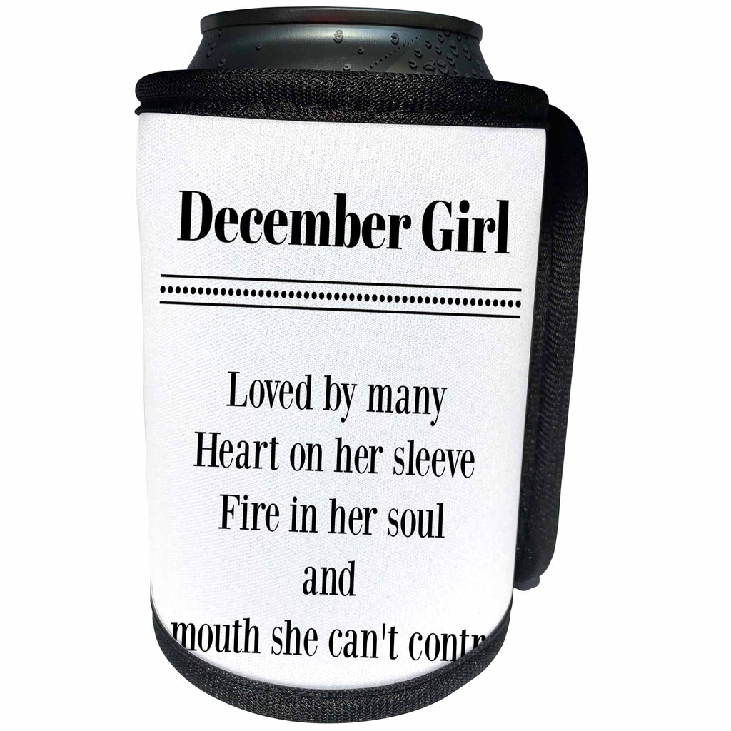 3dRose BrooklynMeme Sayings - December Girl - Can Cooler Bottle Wrap (cc_265271)