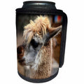 3dRose WhiteOaks Photography and Artwork - Lamas - Seriously the Face is a photo of a lama that is looking serious - Can Cooler Bottle Wrap (cc_265348)