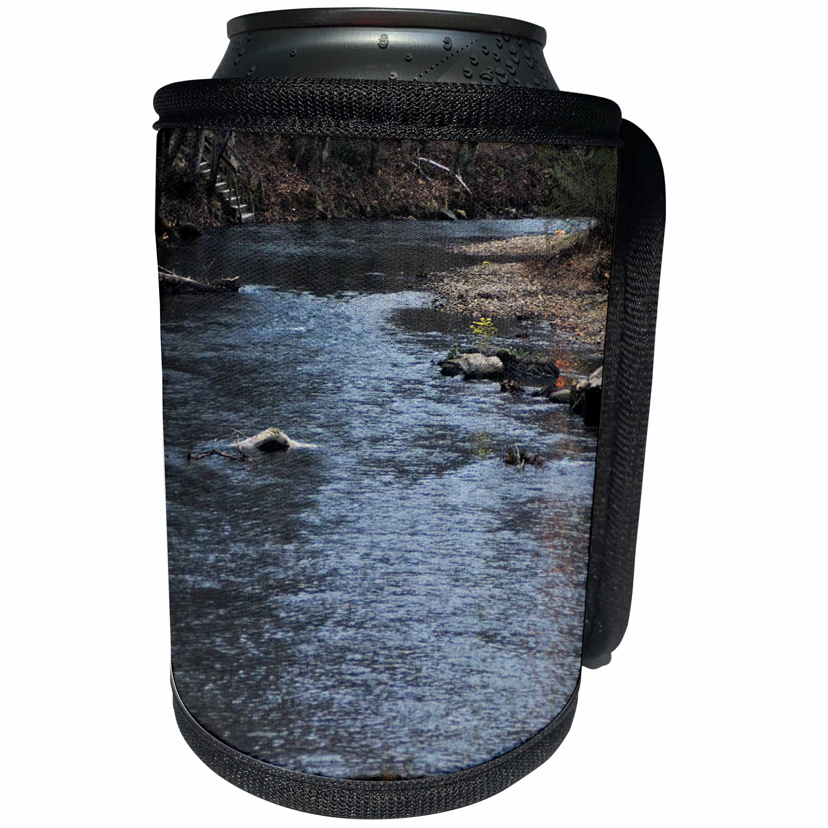 3dRose WhiteOaks Photography and Artwork - Waterscape - Helen Georgia Creek is a photo of a creek that runs along Helen - Can Cooler Bottle Wrap (cc_265355)