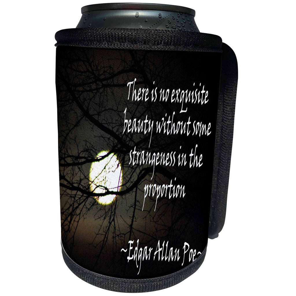 3dRose WhiteOaks Photography and Artwork - Inspirational - Edgar Allan Poe No Exquisite is a photo of the moon with a quote - Can Cooler Bottle Wrap (cc_265357)