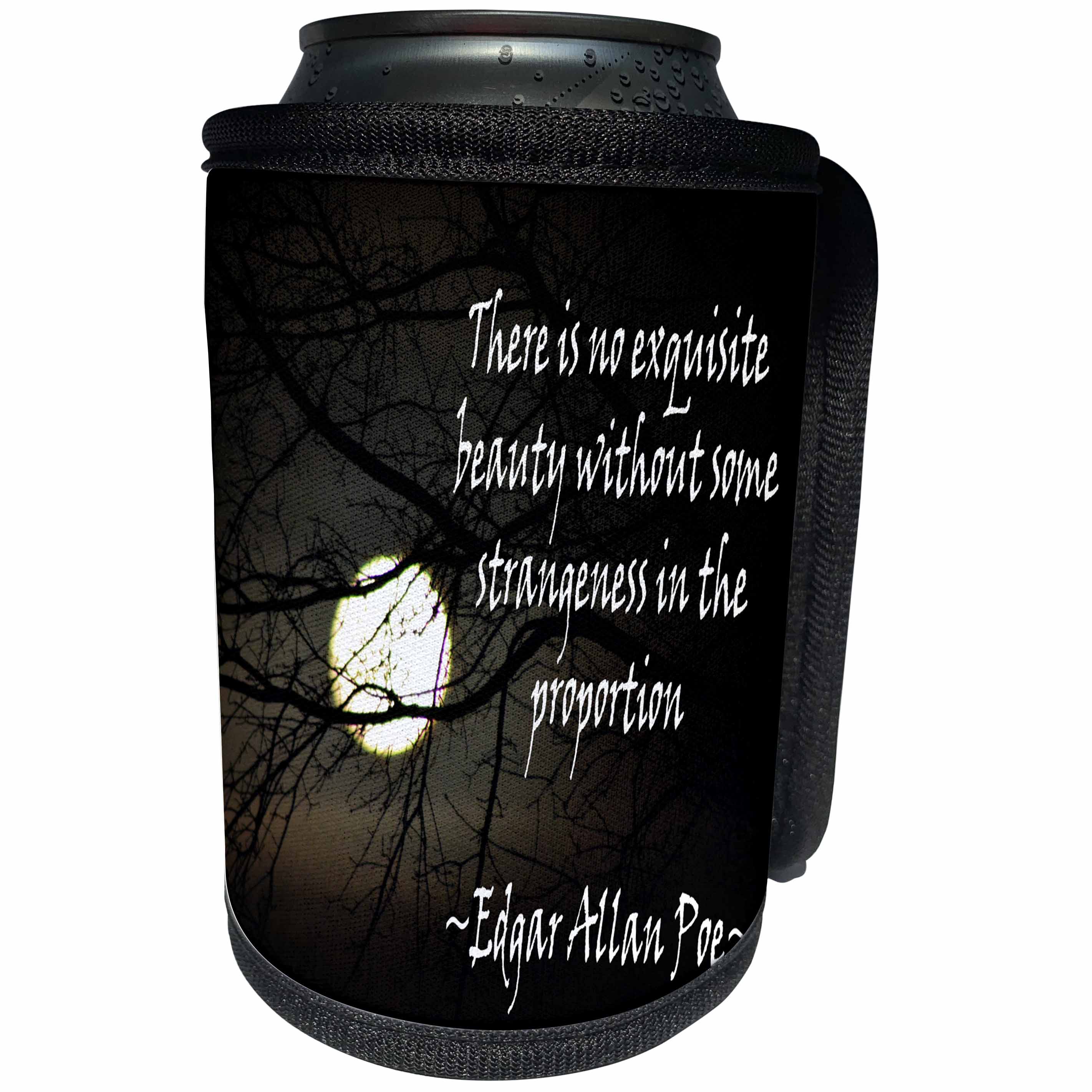 3dRose WhiteOaks Photography and Artwork - Inspirational - Edgar Allan Poe No Exquisite is a photo of the moon with a quote - Can Cooler Bottle Wrap (cc_265357)