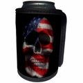 3dRose WhiteOaks Photography and Artwork - Skulls - Flag on Skull is an art piece I did of skulls and overlaying a flag - Can Cooler Bottle Wrap (cc_265362)