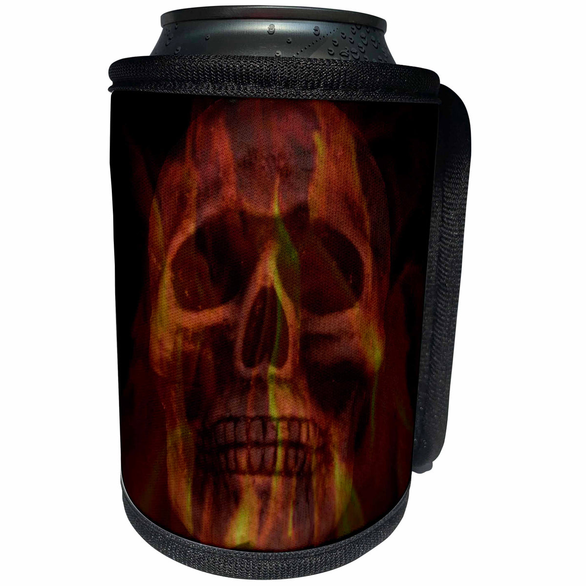 3dRose WhiteOaks Photography and Artwork - Skulls - Fire Skull is an art piece I did of skulls and overlaying fire - Can Cooler Bottle Wrap (cc_265363)