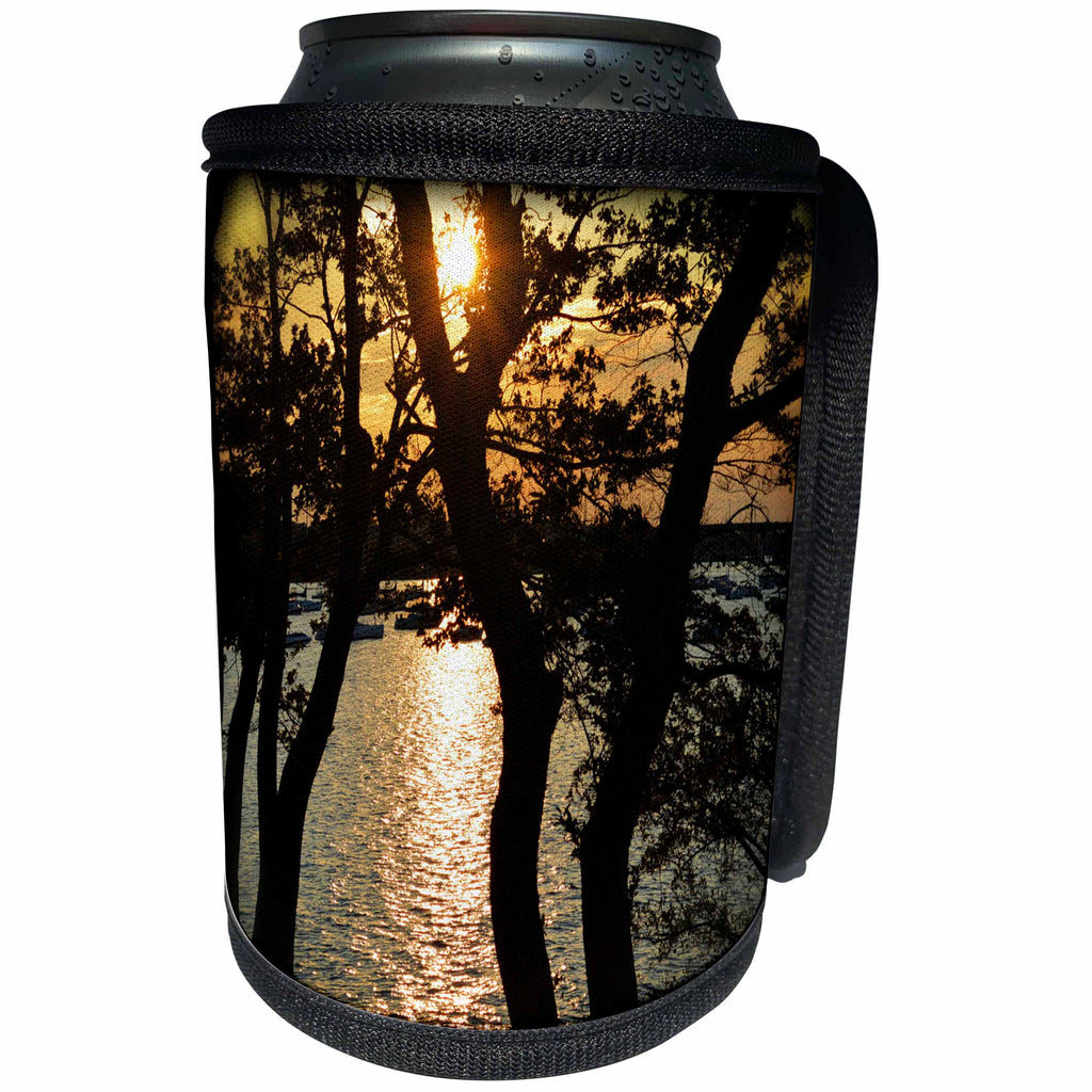 3dRose WhiteOaks Photography and Artwork - Waterscape - The Sun is Going Down is a photo of at a park in Salem MA - Can Cooler Bottle Wrap (cc_265369)