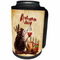 3dRose Uta Naumann Watercolor Animal Illustration - Autumn Day Quote and Fruits Tea Animal Orange Illustration-Hedgehog - Can Cooler Bottle Wrap (cc_265396)