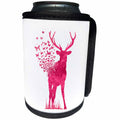 3dRose Uta Naumann Watercolor Merry Christmas - Sparkle Shiny Pink Metal Foil Deer with Flying Butterflies - Can Cooler Bottle Wrap (cc_265408)