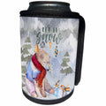 3dRose Uta Naumann Watercolor Merry Christmas - Let it Snow Christmas Animal Winter Polar Bear Illustration - Can Cooler Bottle Wrap (cc_265410)