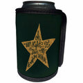 3dRose Uta Naumann Watercolor Merry Christmas - Green and Gold Christmas Star Ornament and Saying-Oh Holy Night - Can Cooler Bottle Wrap (cc_265432)