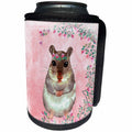 3dRose Uta Naumann Watercolor Animal Illustration - Pink Illustration- Little Animal Hamster Framed with Flowers - Can Cooler Bottle Wrap (cc_265450)