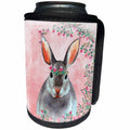 3dRose Uta Naumann Watercolor Animal Illustration - Pink Illustration- Little Animal Bunny Framed with Flowers - Can Cooler Bottle Wrap (cc_265451)