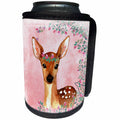 3dRose Uta Naumann Watercolor Animal Illustration - Pink Illustration- Little Animal Wild Deer Framed with Flowers - Can Cooler Bottle Wrap (cc_265455)