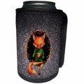 3dRose Uta Naumann Watercolor Animal Illustration - Illustration- Animal Wise Fox is Drinking Tea in Hollow at Night - Can Cooler Bottle Wrap (cc_265458)