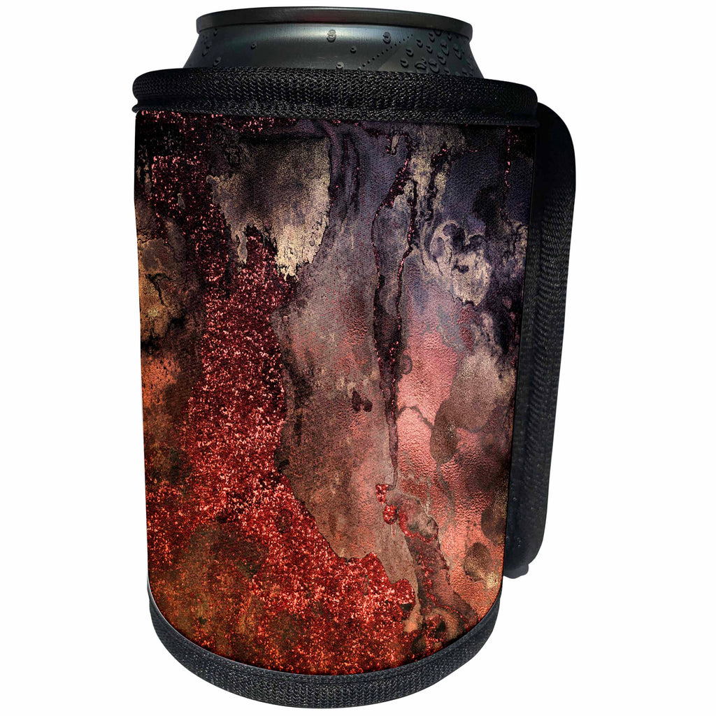 3dRose Uta Naumann Luxury Gemstone Marble Background - Copper and Gold Blush Rose Ombre Gemstone Ink Glitter Marble - Can Cooler Bottle Wrap (cc_265467)