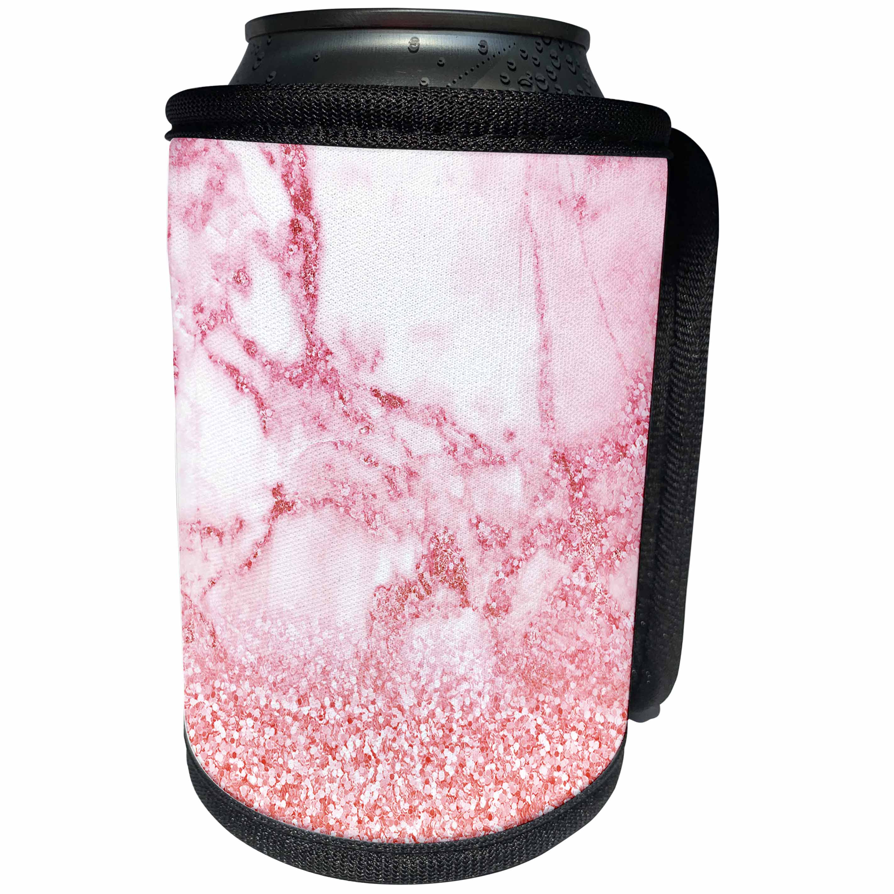 3dRose Uta Naumann Luxury Gemstone Marble Background - Chic Trendy Girly Pink Blush Rose Glitter Gemstone Marble - Can Cooler Bottle Wrap (cc_265470)
