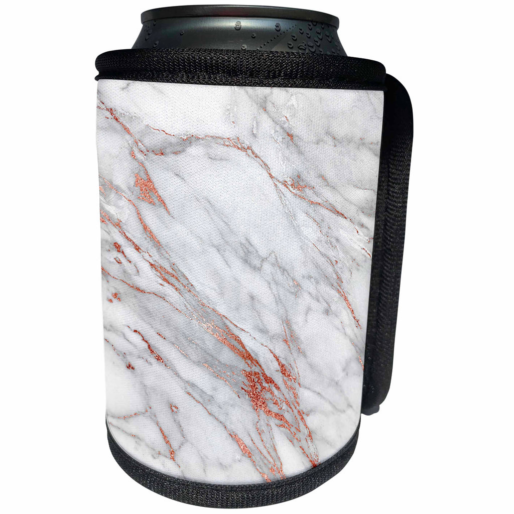 3dRose Uta Naumann Luxury Gemstone Marble Background - Copper Metal Foil and Ombre Gemstone Grey Marble - Can Cooler Bottle Wrap (cc_265473)