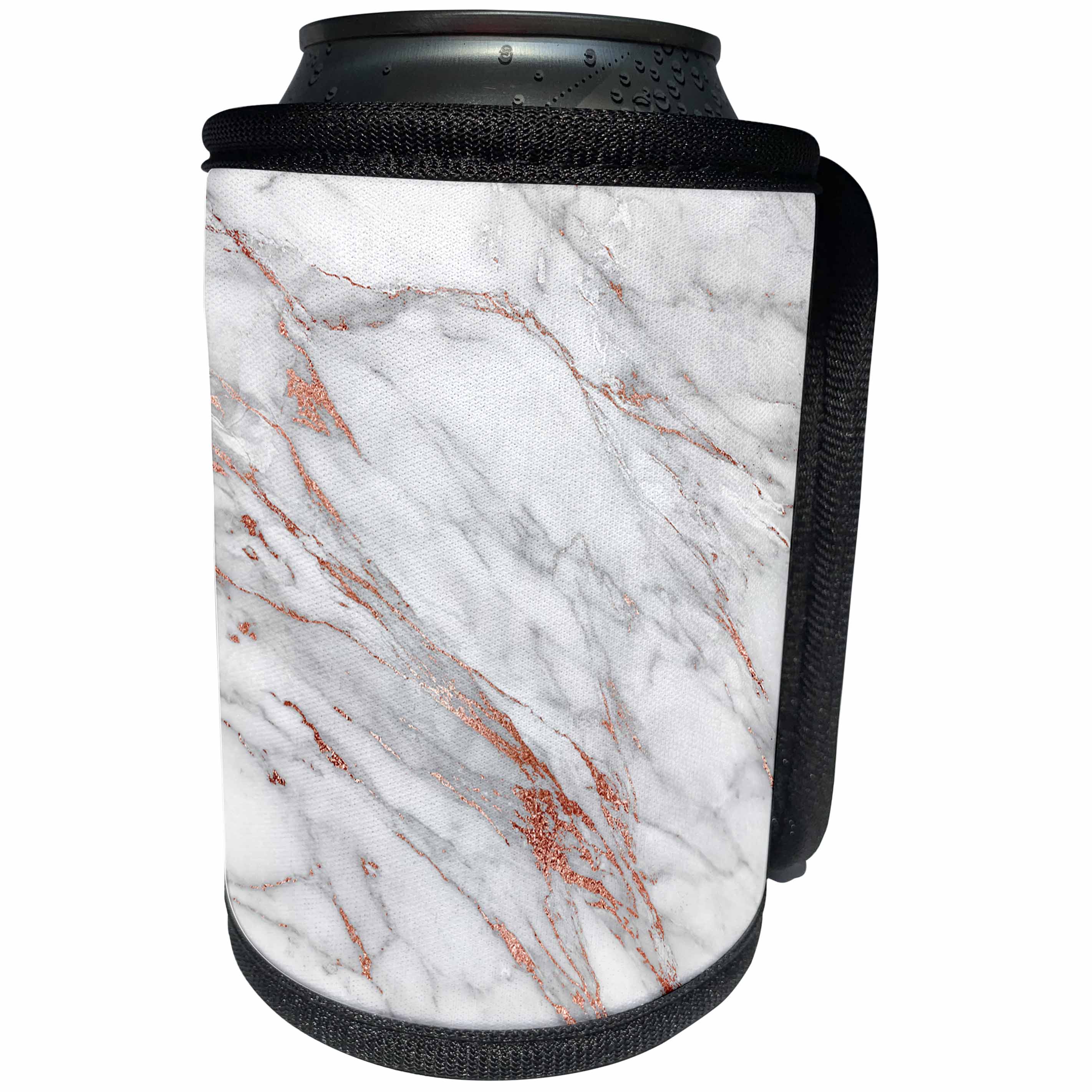 3dRose Uta Naumann Luxury Gemstone Marble Background - Copper Metal Foil and Ombre Gemstone Grey Marble - Can Cooler Bottle Wrap (cc_265473)