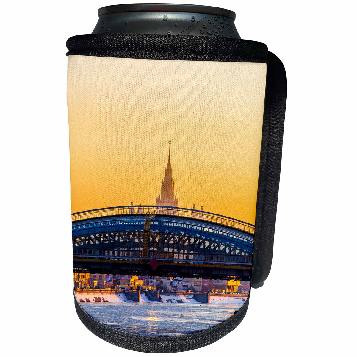 3dRose Alexis Photography - Moscow City - Winter river, bridge, Moscow skyscraper - Can Cooler Bottle Wrap (cc_265483)