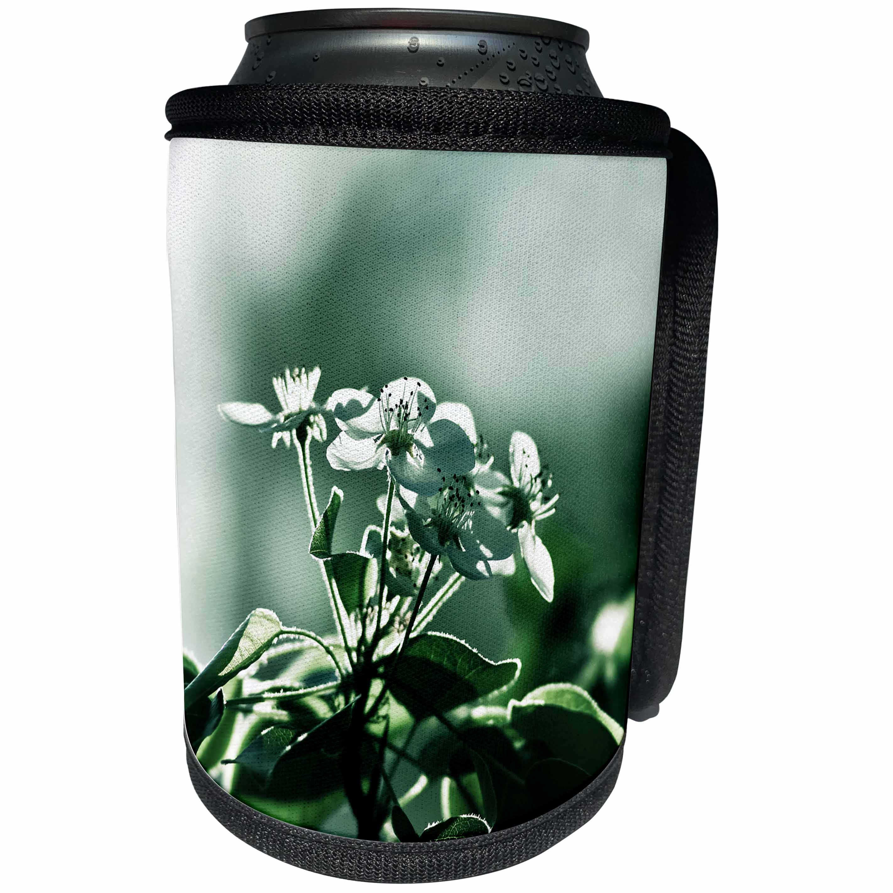 3dRose Alexis Photography - Flowers - Bunch of cherry flowers on dark green background - Can Cooler Bottle Wrap (cc_265541)