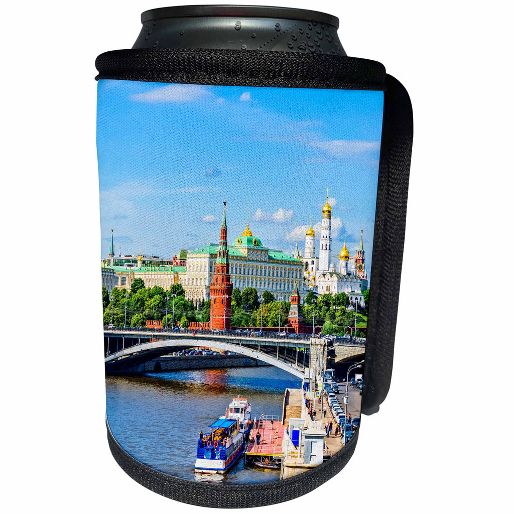 3dRose Alexis Photography - Moscow Kremlin - Moscow river and the Kremlin on summer day - Can Cooler Bottle Wrap (cc_265603)