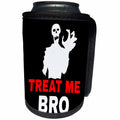 3dRose Alexis Design - Holidays Halloween - Treat me, bro Halloween zombie, black background - Can Cooler Bottle Wrap (cc_265622)