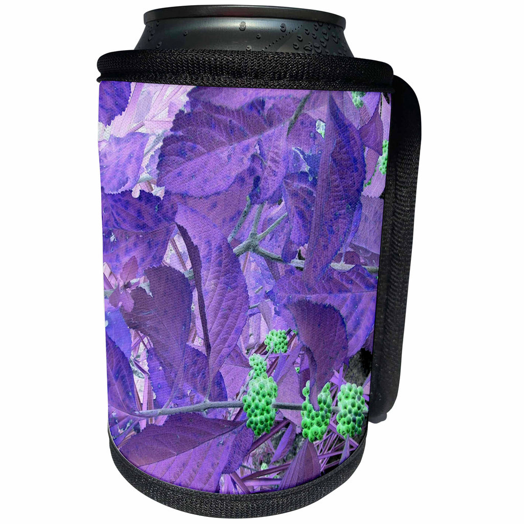 3dRose Florene Abstract Plants - Leaves Of Purple - Can Cooler Bottle Wrap (cc_26567)