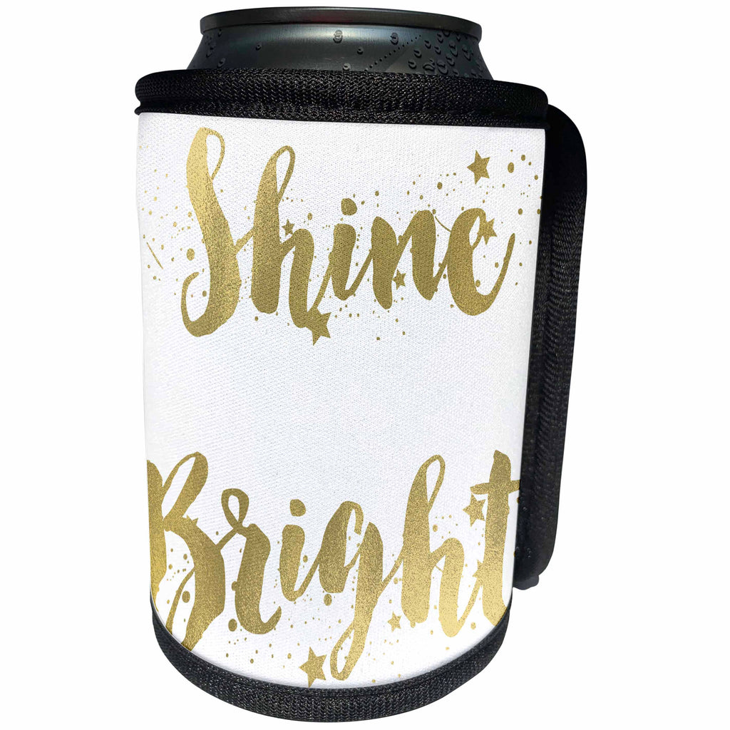 3dRose PS Inspiration - Gold Stars Shine Bright - Can Cooler Bottle Wrap (cc_265675)
